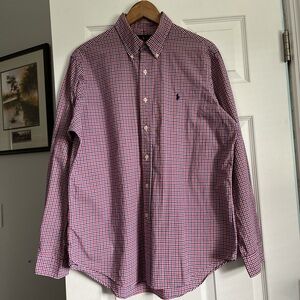 Ralph Lauren Men's Red and Blue Checkered Shirt